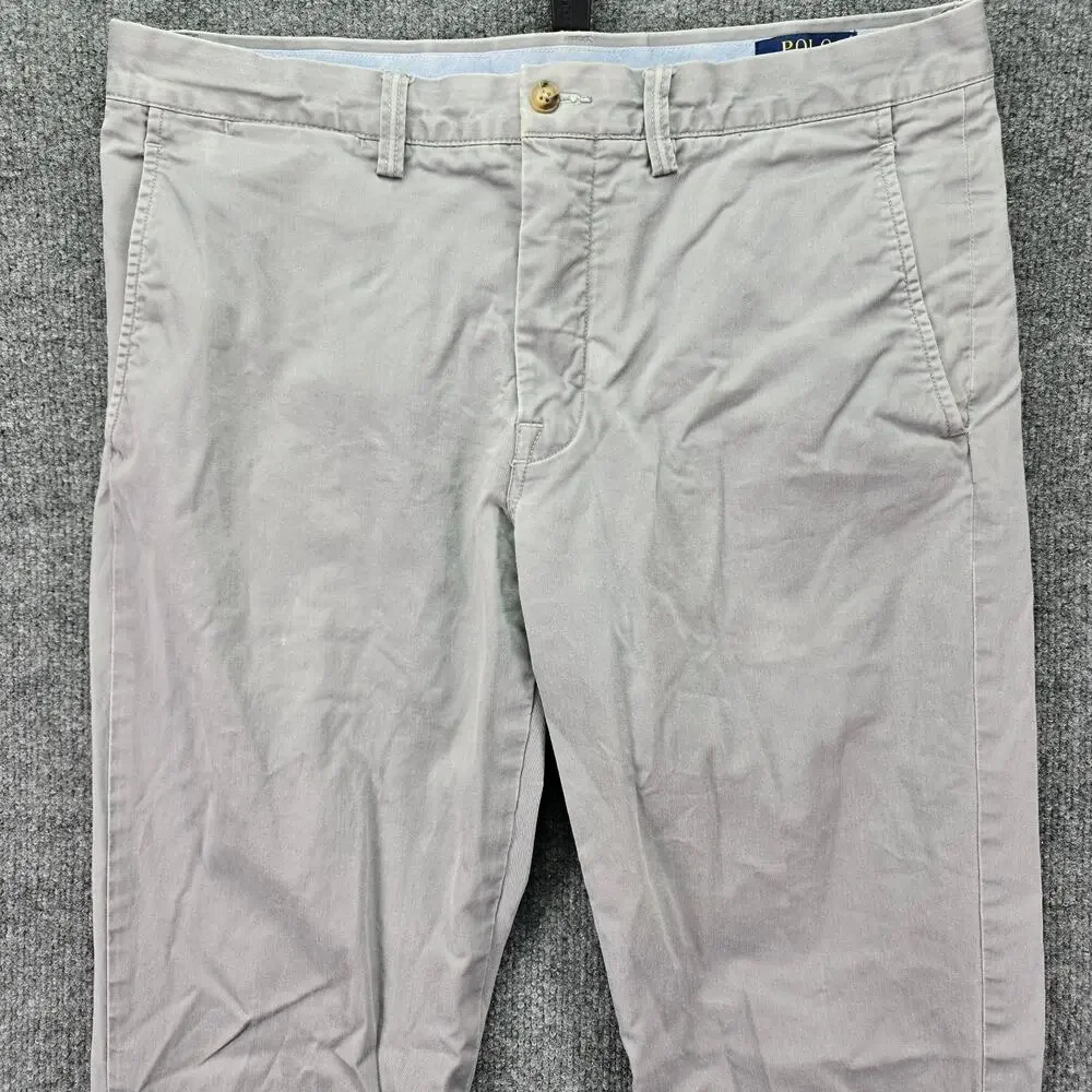 Polo Ralph Lauren Pants Mens 34x34 Light Gray Stretch Straight Fit Chinos Pony